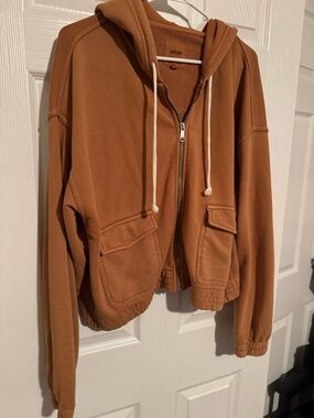 Aerie Rust-Colored Zip Hoodie Jacket